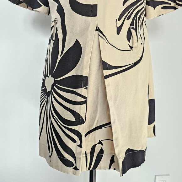 INC International Concepts Floral Print Trench Coat Black Beige Size S - Picture 7 of 16
